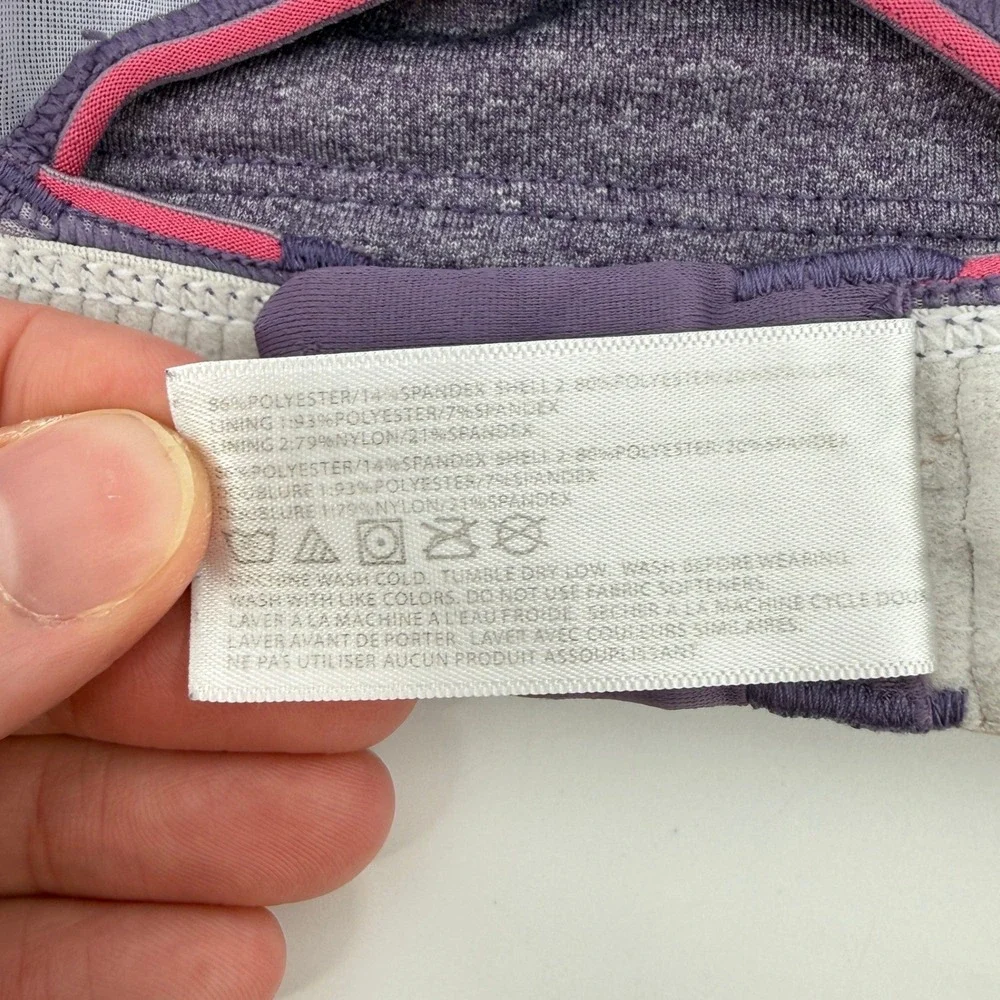 Moving Comfort Rebound Racerback Sports Bra Purple 36C Hook Loop Straps 350037